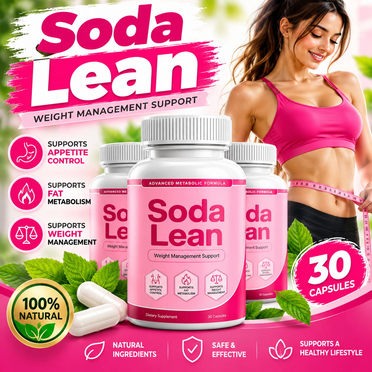SodaLean bottle, advanced metabolic formula, 30 capsules